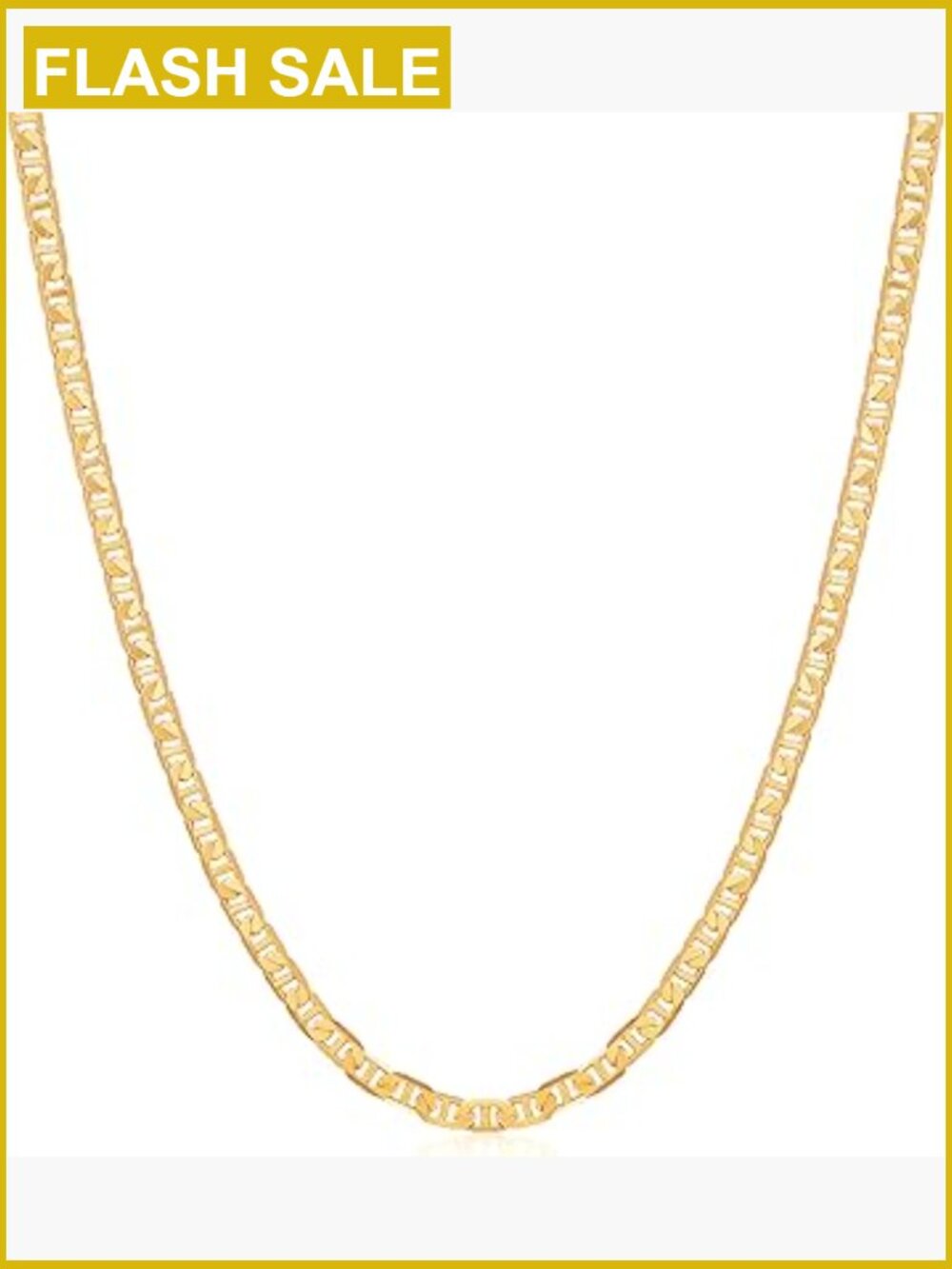 18K Gold Plated Mariner Chain Necklace, 22"